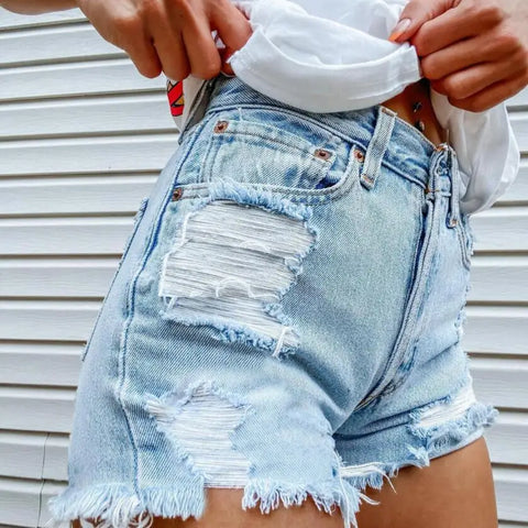 High Waist Jean Shorts for Women Fashionable 2022 Summer Denim Short with Eye-Catching Printed Tassel Details Perfect for Europe and America