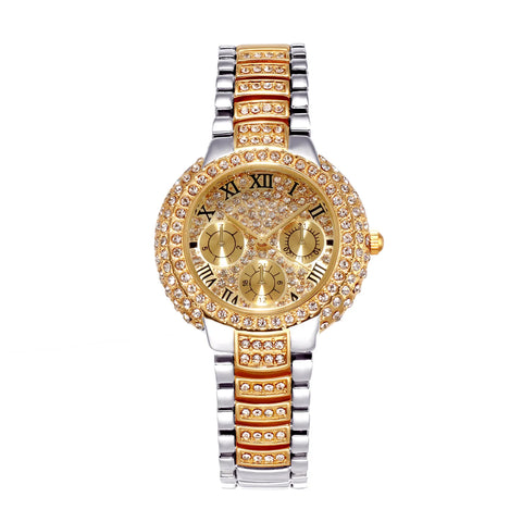 Luxury Stainless Steel Quartz Watch for Women with Diamond Bracelet Waterproof Fashion Wristwatch