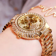 Luxury Stainless Steel Quartz Watch for Women with Diamond Bracelet Waterproof Fashion Wristwatch