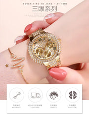 Luxury Stainless Steel Quartz Watch for Women with Diamond Bracelet Waterproof Fashion Wristwatch