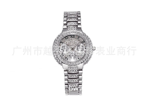 Luxury Stainless Steel Quartz Watch for Women with Diamond Bracelet Waterproof Fashion Wristwatch