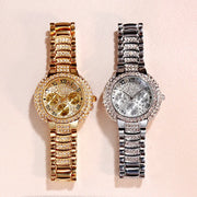 Luxury Stainless Steel Quartz Watch for Women with Diamond Bracelet Waterproof Fashion Wristwatch