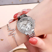 Luxury Stainless Steel Quartz Watch for Women with Diamond Bracelet Waterproof Fashion Wristwatch