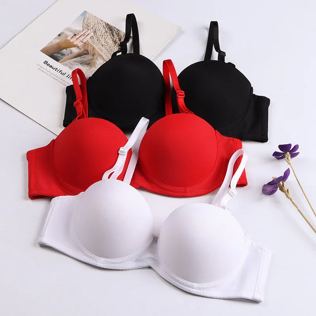 New Women's Cotton Bra Fashion Push Up Comfort Underwear Sexy Solid Color Half Cup Brassiere Small Chest Female Sexy Lingerie