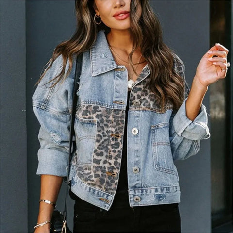 Quality Women's Denim Jackets Casual Long Sleeve Lapel Button Down for Fall Winter Slim Fit Chest Pocket Coat