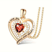 Luxury Red Zircon Pendant Necklaces For Girlfriend Women I Love You For Always And Forever Gifts 2024 Trendy Wedding Jewelry