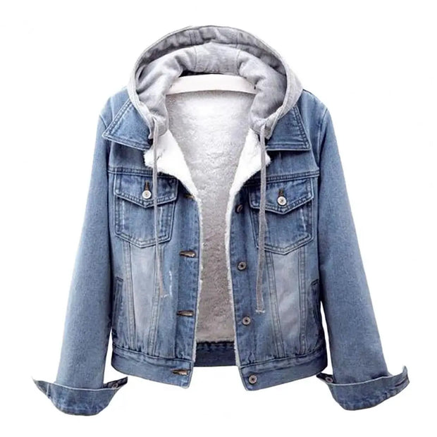 Women Winter Jacket  Stylish Plus Size Plush Denim Winter Coat  Soft Winter Coat