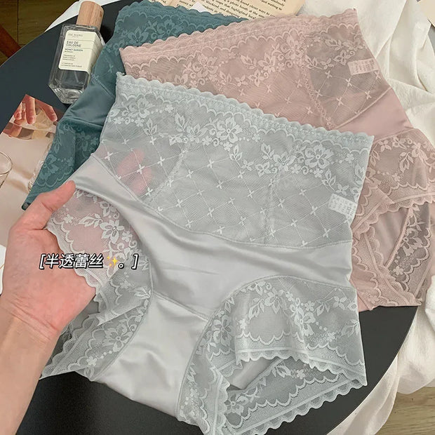 Retro Women High-Rise Underwear High Quality Antibacterial Lady Briefs Panties Female Lingerie Intimates Satin Surface Bow