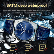 POEDAGAR Luxury Men's Watch Military Leather Wristwatch Waterproof Luminous Date Week Quartz Clock