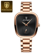 POEDAGAR Luxury Stainless Steel Quartz Watch for Women Waterproof Elegant Ladies Clock High Quality Wristwatch