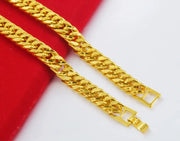 12MM 24K Pure Gold Color Bracelets for Men Women Chain Bracelet Bangles Wristband African Gold Jewelry