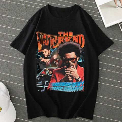 Short Sleeve Women's Fashion T-Shirt featuring Pop Singer Artist The Weeknd Anime Print for Girls Eye Catching Keep Short Cartoon Design