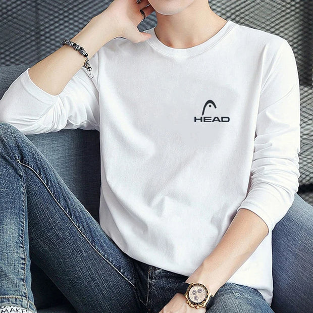 2024 HEAD Brand New Men's T-Shirts Long Sleeve Slim Men T-Shirt Young Man Pure Color Tops Tees Shirt O-Neck For Male Boys Tshirt