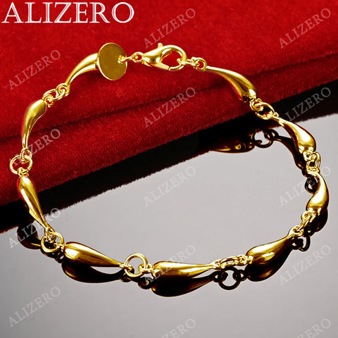 ALIZERO 18K Gold Water Drop Bracelets For Women Wedding Party Gifts Fashion Jewelry Wholesale 925 Sterling Silver Bracelet