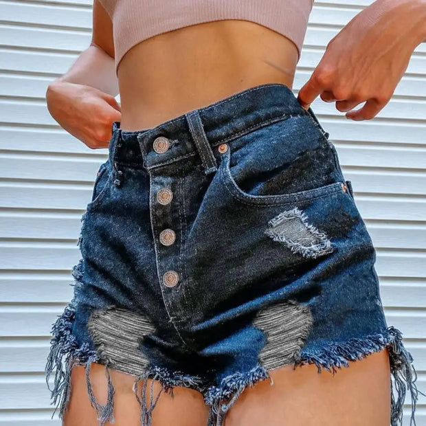 Eye Graffiti Pattern Women's Denim Shorts 2022 Summer High Waist Short Mujer Fashion Ripped Jean Shorts Streetwear Shorts w173