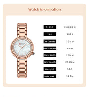 Luxury Stainless Steel Quartz Wristwatch for Women with Rhinestones Elegant Ladies Watch Gift Jewelry Set 5pcs