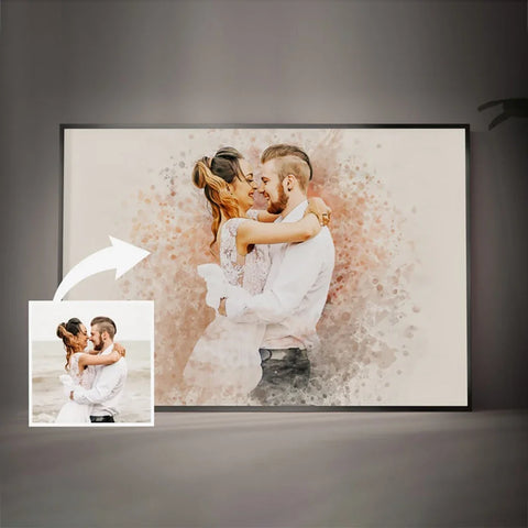 Custom Watercolor Wedding Painting from Photo Personalized Portrait on Canvas Couples Art Romantic Anniversary Gift Print Poster