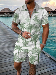 Summer Hawaii 3D Print Polo Shirts Shorts Sets Men's Fashion Oversized Short Sleeve Shirt Pants Set Suits Man Tracksuit Clothing