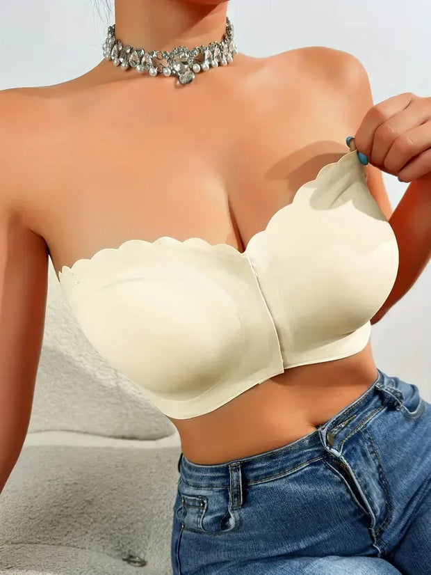 Front button underwear bra no underwire smooth breathable comfortable solid color gathering no trace invisible