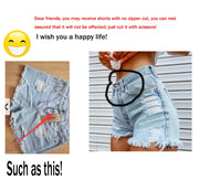 Denim Shorts for Women High Street Style with Red Lips Printed Jean Shorts Causal New Teeth Bite Bullet Pattern Summer Tassel Shorts