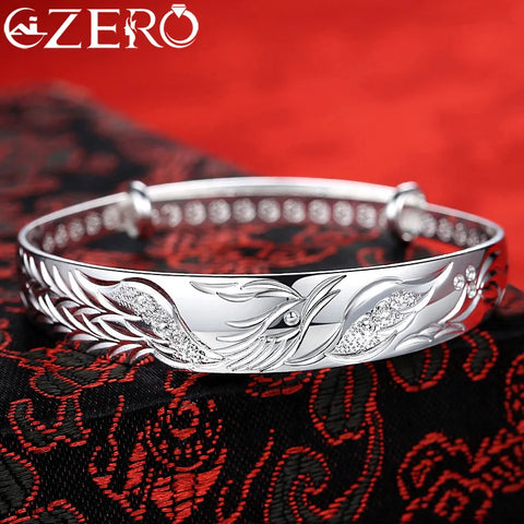 Luxury 925 Sterling Silver Noble Phoenix Bracelets Bangles For Women Fashion Party Wedding Jewelry Holiday Gifts Adjustable