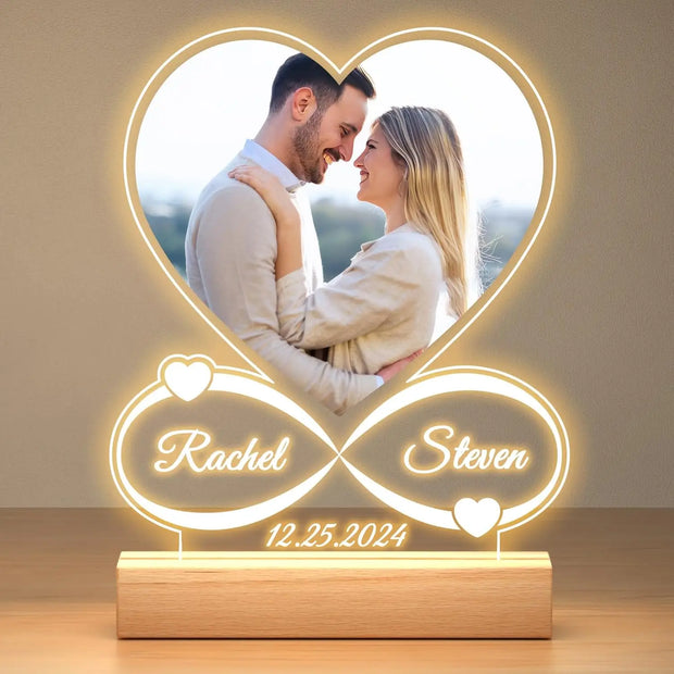 Custom Couples Gifts Acrylic Plaque Picture Frame with Photo Personalized Photo Frame with Night Light Anniversary Wedding Gifts