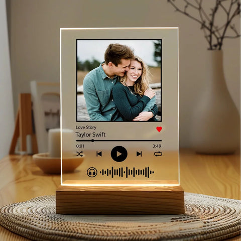 Personalized Spotify Song Plaque with Photo Birthday Valentine Gift Custom Acrylic Music Board Couples Gift with Code and Text