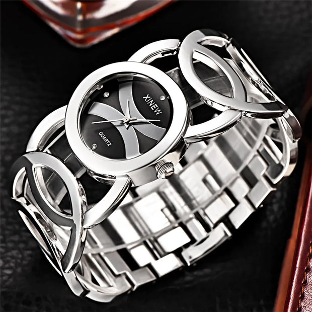 Luxury Brand Women's Gold Watch Stainless Steel Magic Bracelet Vintage Style Quartz Wristwatch for Ladies