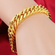 SAIYE 9mm 24K Solid Gold Bracelet Men Womens Chain Bracelet Wristband Korean Gold Jewelry Men's Jewelry