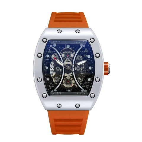 Men's Luxury Brand Light Wine Barrel Dial Quartz Sports Watch Night Glow Calendar Fashionable Design for Nighttime Use