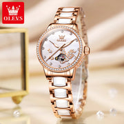 OLEVS Brand Women's Mechanical Watch Steel Strip Automatic Wristwatch Short and Eye-Catching