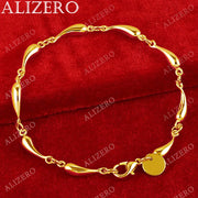 ALIZERO 18K Gold Water Drop Bracelets For Women Wedding Party Gifts Fashion Jewelry Wholesale 925 Sterling Silver Bracelet