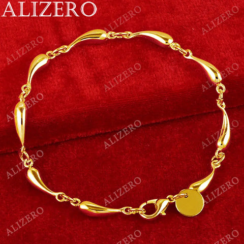 ALIZERO 18K Gold Water Drop Bracelets For Women Wedding Party Gifts Fashion Jewelry Wholesale 925 Sterling Silver Bracelet