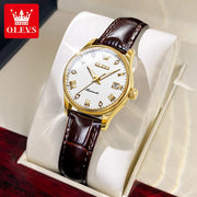 OLEVS Brand Women's Mechanical Watch with Simple Leather Strap Calendar Fully Automatic 9932 Model