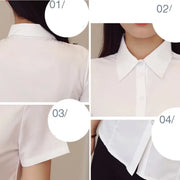 Fashion White Short Sleeve Women's Blouse Solid Tops for Autumn 2023 Ladies Work Shirt Eye Catching Basic Clothing