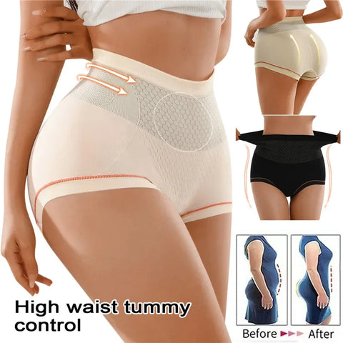 High Waist Women Panties Flat Belly Shaping Briefs Breathable Mesh Transparent Knickers Tummy Hip Lift Underpants