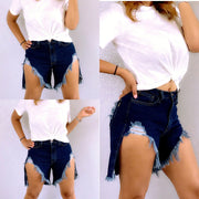 Summer Fashion Women's High Waist Denim Shorts Ladies Casual Street Distressed Frayed Fringed Sexy Jeans Short Pants