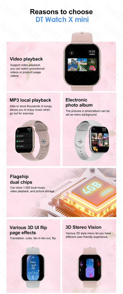 Apple Watch 10 Mini Smart Watch Men 3D Surround Music Video NFC Bluetooth Call Android Compatible Short and Eye Catching