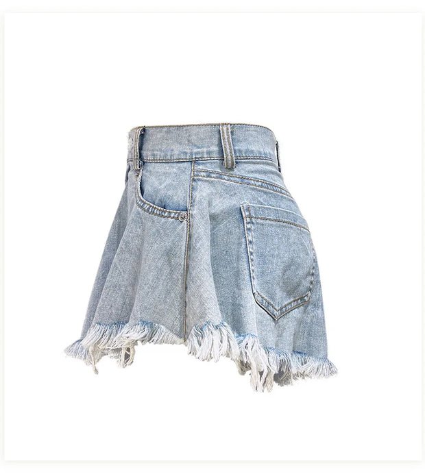 Denim Shorts for Women Summer Beach Fashion Loose Wide Leg Jeanette Casual Style Shorts