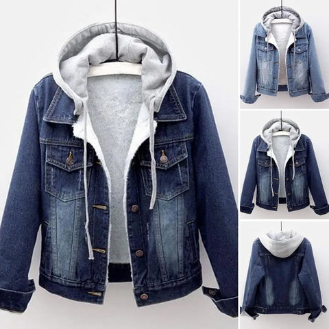 Women Winter Jacket  Stylish Plus Size Plush Denim Winter Coat  Soft Winter Coat