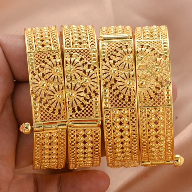 Ethiopian Gold Color Bangle for Women Eye Catching Short African Jewelry Bracelet for Girls Wedding Gift from Middle East