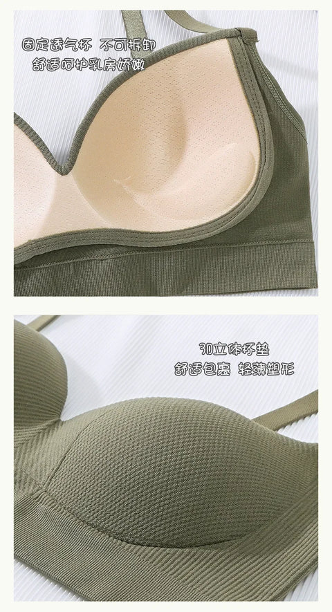 Seamless Women's Lingerie Set G-String Sports Bra Crop Top Thongs Underwear Fitness Bra Intimates for Female Sexy Bra Panties