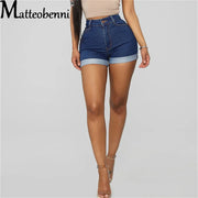 High Waist Crimping Hip Lift Women's Short Jeans Summer Stretch Denim Push Up Vintage Street Shorts Casual Fashion