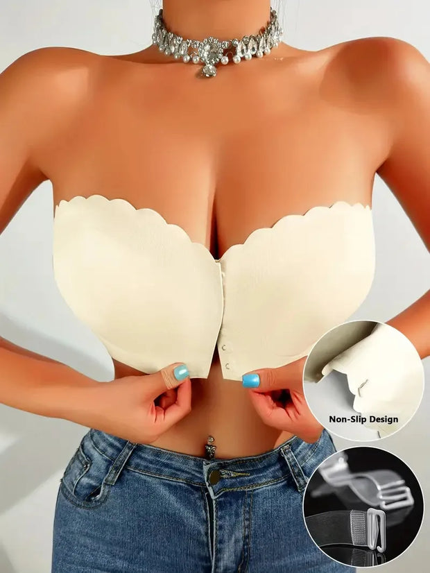 Front button underwear bra no underwire smooth breathable comfortable solid color gathering no trace invisible