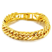 12MM 24K Pure Gold Color Bracelets for Men Women Chain Bracelet Bangles Wristband African Gold Jewelry