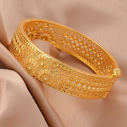 Ethiopian Gold Color Bangle for Women Eye Catching Short African Jewelry Bracelet for Girls Wedding Gift from Middle East