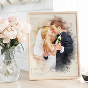 Custom Watercolor Wedding Painting from Photo Personalized Portrait on Canvas Couples Art Romantic Anniversary Gift Print Poster