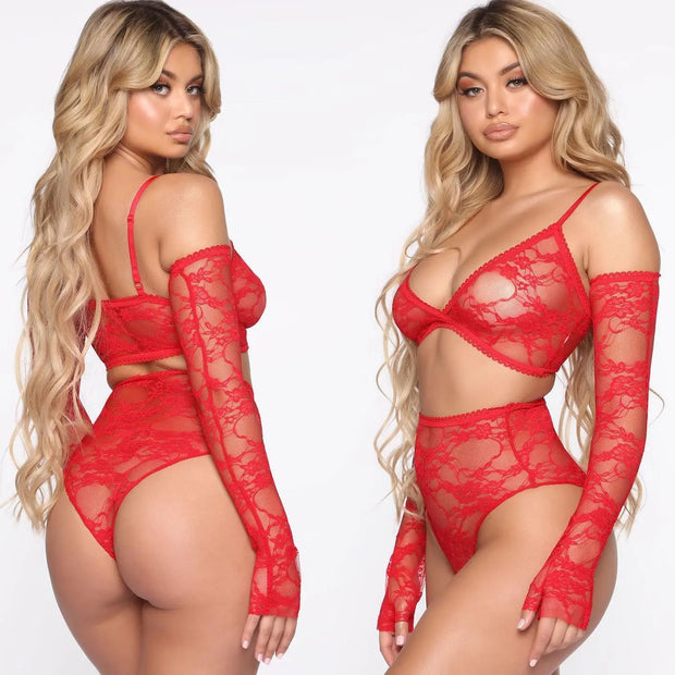 Women Sexy Lingerie Thongs Women's Underwear Set Woman 2 Pieces Fancy Lace Transparent Bra Erotic Pushup  Exotic Lingerie