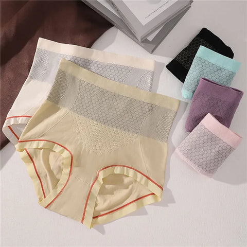 High Waist Women Panties Flat Belly Shaping Briefs Breathable Mesh Transparent Knickers Tummy Hip Lift Underpants