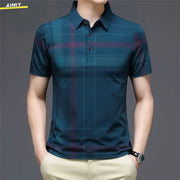 Casual Business Men's Polo Shirt Short Sleeves Summer Pattern Print Button-up Loose Fashion Tops